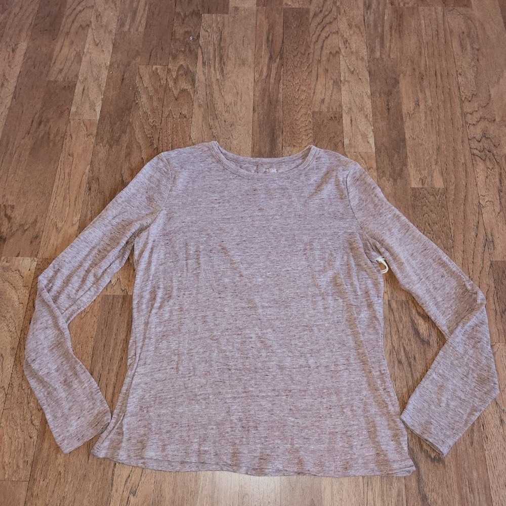 a.n.a A New Approach Women Cherry White Heather Long Sleeve Slub Top Med NWT 732